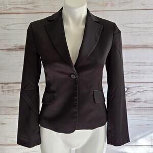 BCBG MAXAZRIA Satin Black Blazer Jacket sz XS